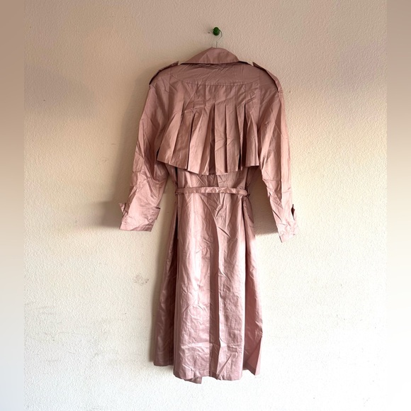 Alorna Made In Hong Kong Vintage Pink Rain Trench Coat Polyester Belted - Picture 9 of 13